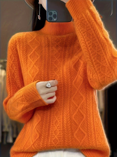 Bequemer gestrickter Pullover mit langen, kuscheligen Ärmeln für Damen | Perfekt für zwanglose Tage