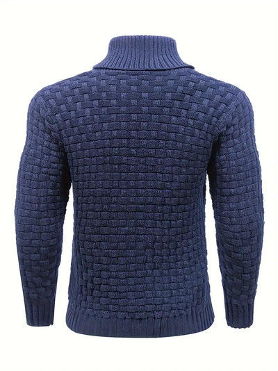 Strickpullover mit Schalkragen und Knopfleiste für Männer