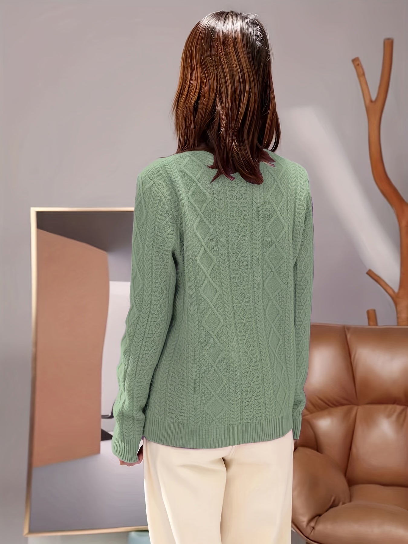 Bequemer gestrickter Pullover mit langen, kuscheligen Ärmeln für Damen | Perfekt für zwanglose Tage