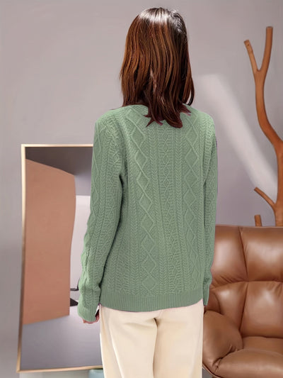 Bequemer gestrickter Pullover mit langen, kuscheligen Ärmeln für Damen | Perfekt für zwanglose Tage