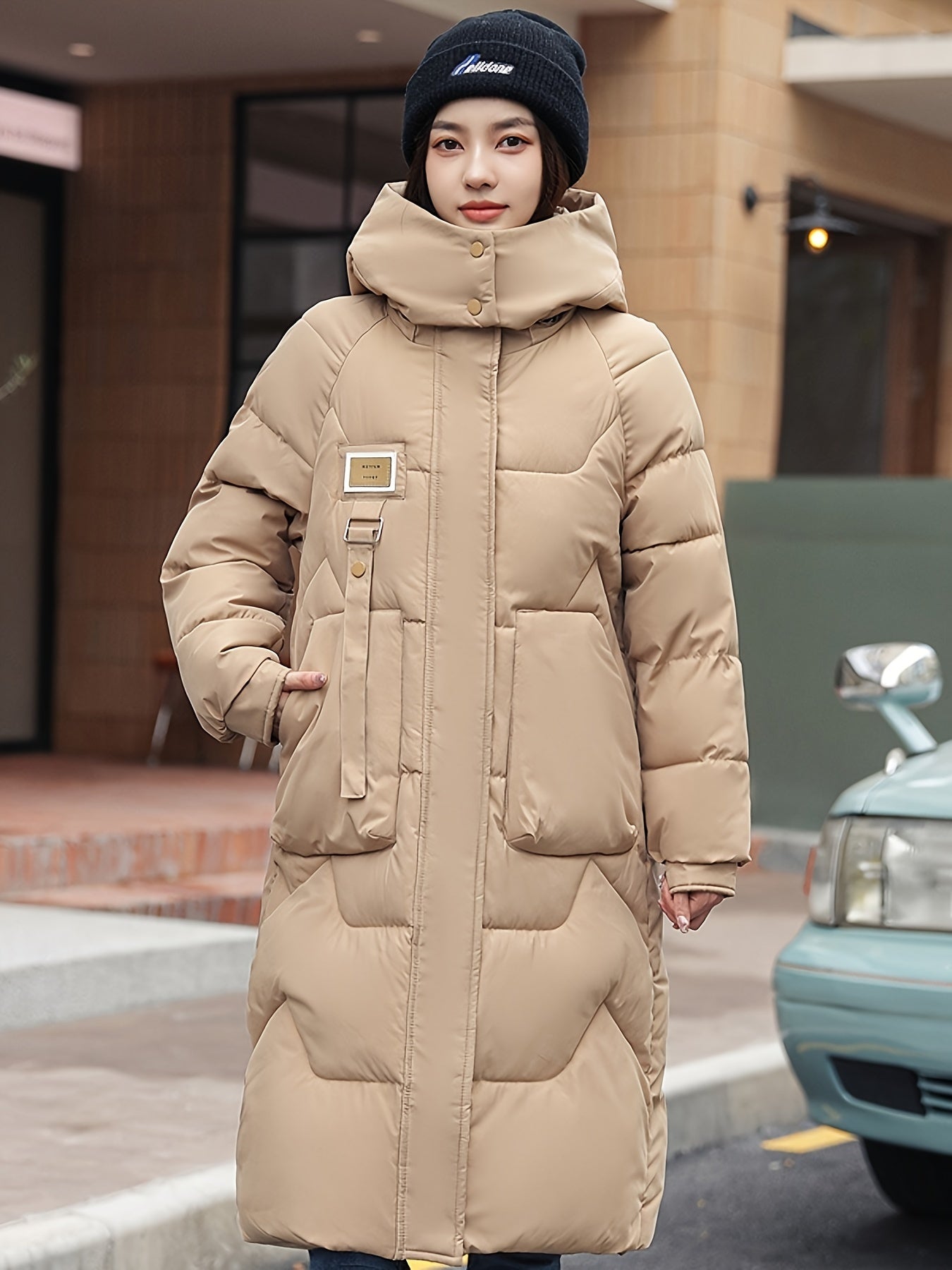 Elegante Warme Lange Puffer Winterjacke mit Kapuze für Damen | Ideal für den Winter