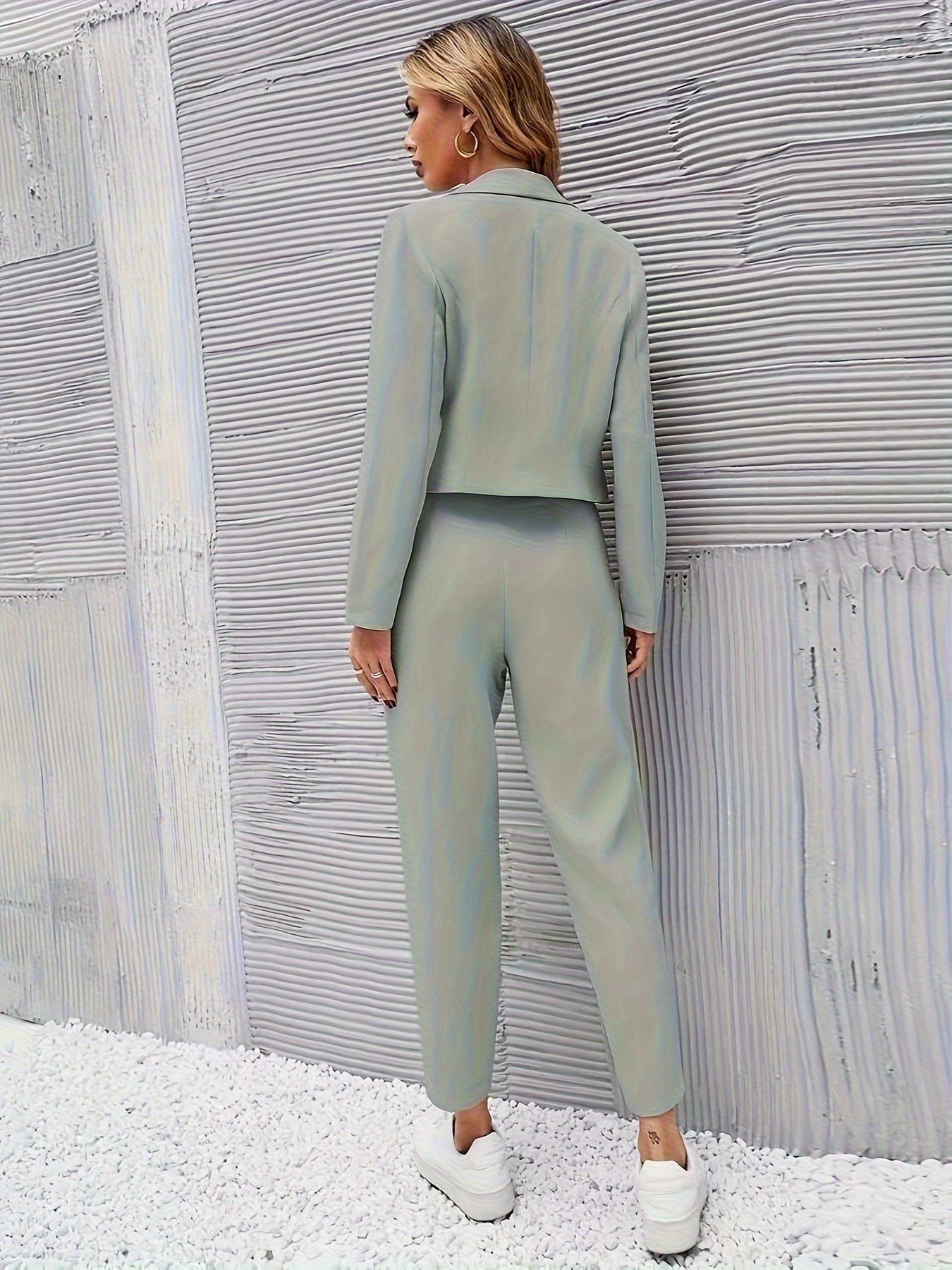 Stilvolles Eintöniges Crop Blazer Set Für Damen | Ideal für jede Gelegenheit