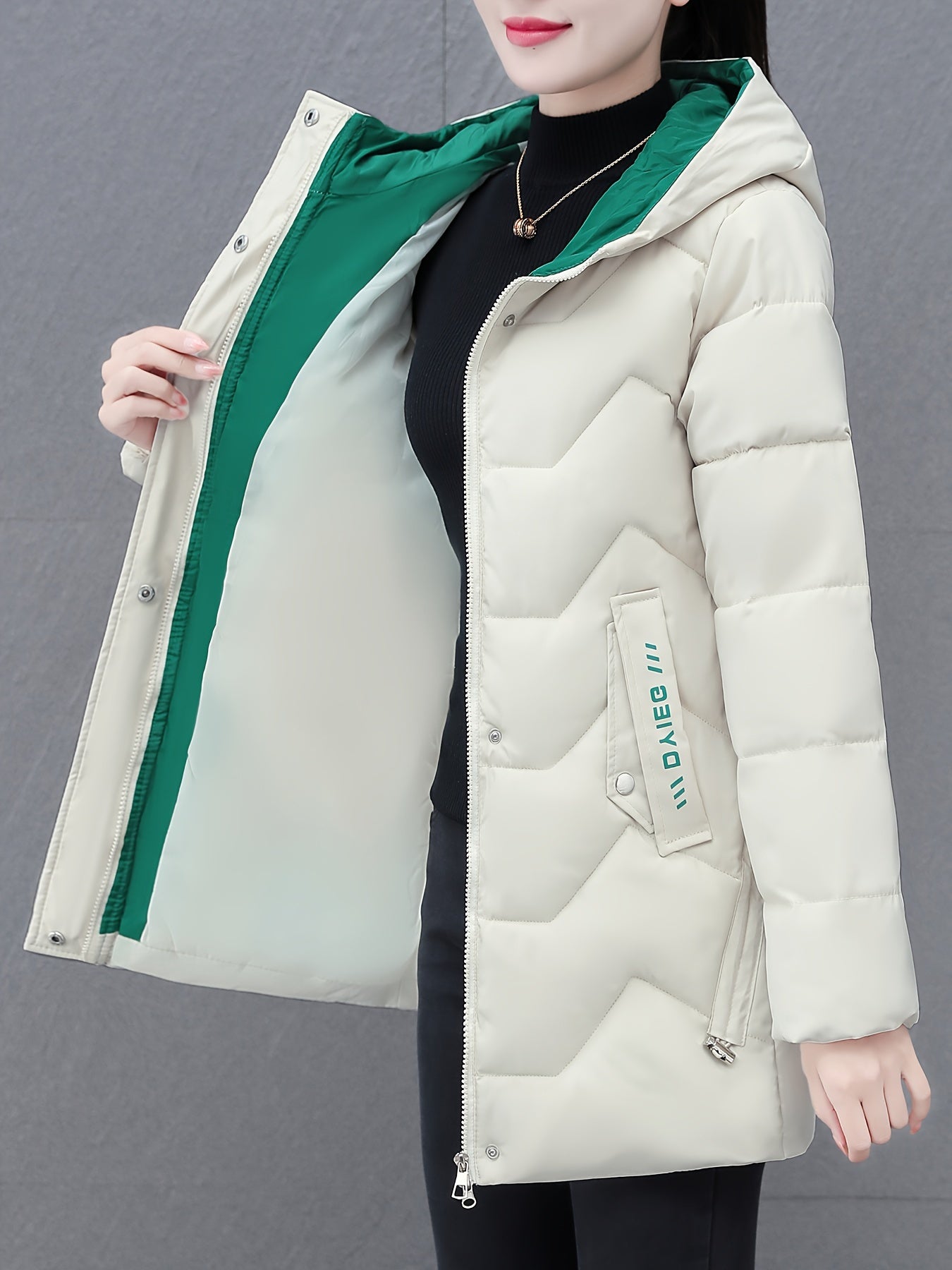 Lässige Halb Lange Puffer Winterjacke mit Kapuze für Damen | Perfekt für Casual Days