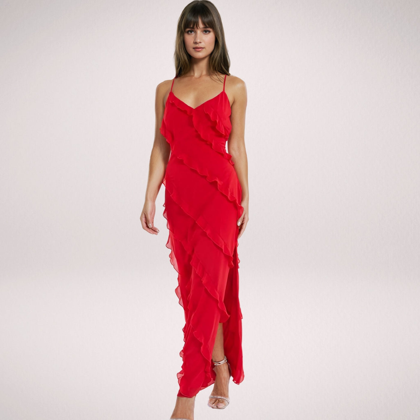 BelleRuffle™ – Elegantes Langes Damenkleid mit Volants