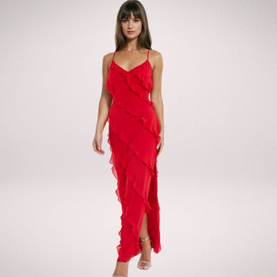 BelleRuffle™ – Elegantes Langes Damenkleid mit Volants