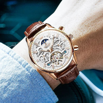 van Baerle® - Mechanische Automatikuhr mit Lederarmband