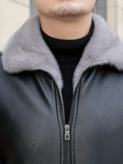 Warme Fleece Gefütterte Leder Winterjacke Für Herren | Ideal für Winter