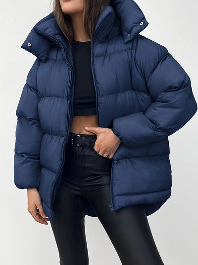 Warme elegante Puffer-Winterjacke mit Kapuze für Damen | Ideal für Winter