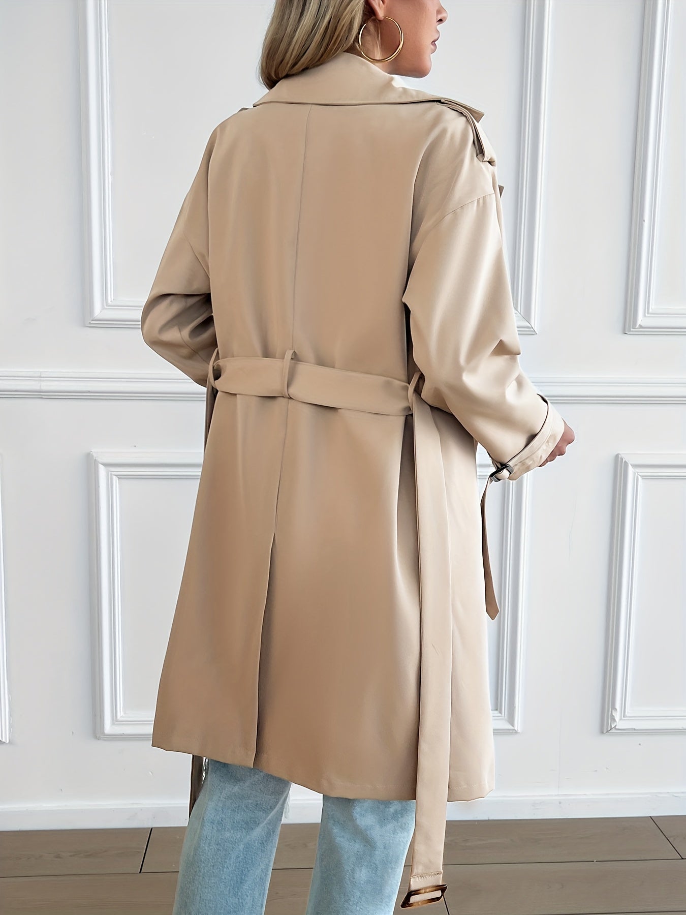 Eleganter Trenchcoat in Uni-Farbe mit langen Ärmeln für Damen | Ideal für jede Jahreszeit