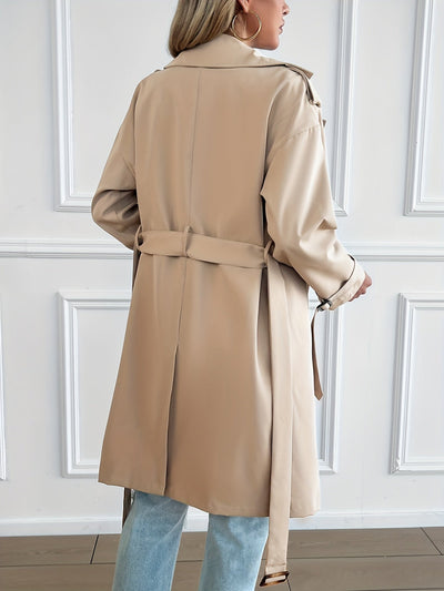Eleganter Trenchcoat in Uni-Farbe mit langen Ärmeln für Damen | Ideal für jede Jahreszeit