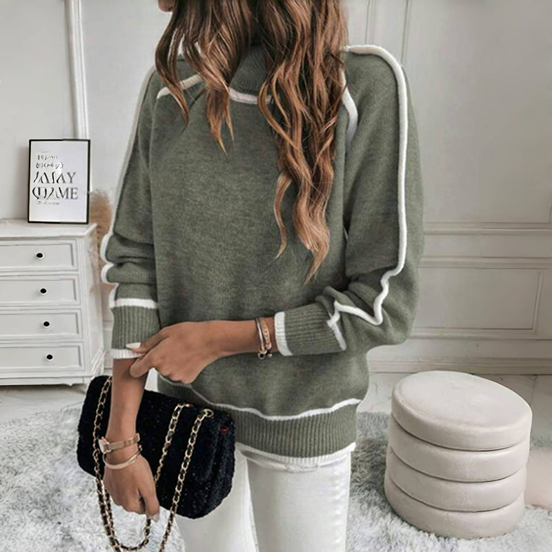 Strickpullover mit Stehkragen | Kontrastdetails | Warm und Stilvoll