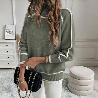 Strickpullover mit Stehkragen | Kontrastdetails | Warm und Stilvoll