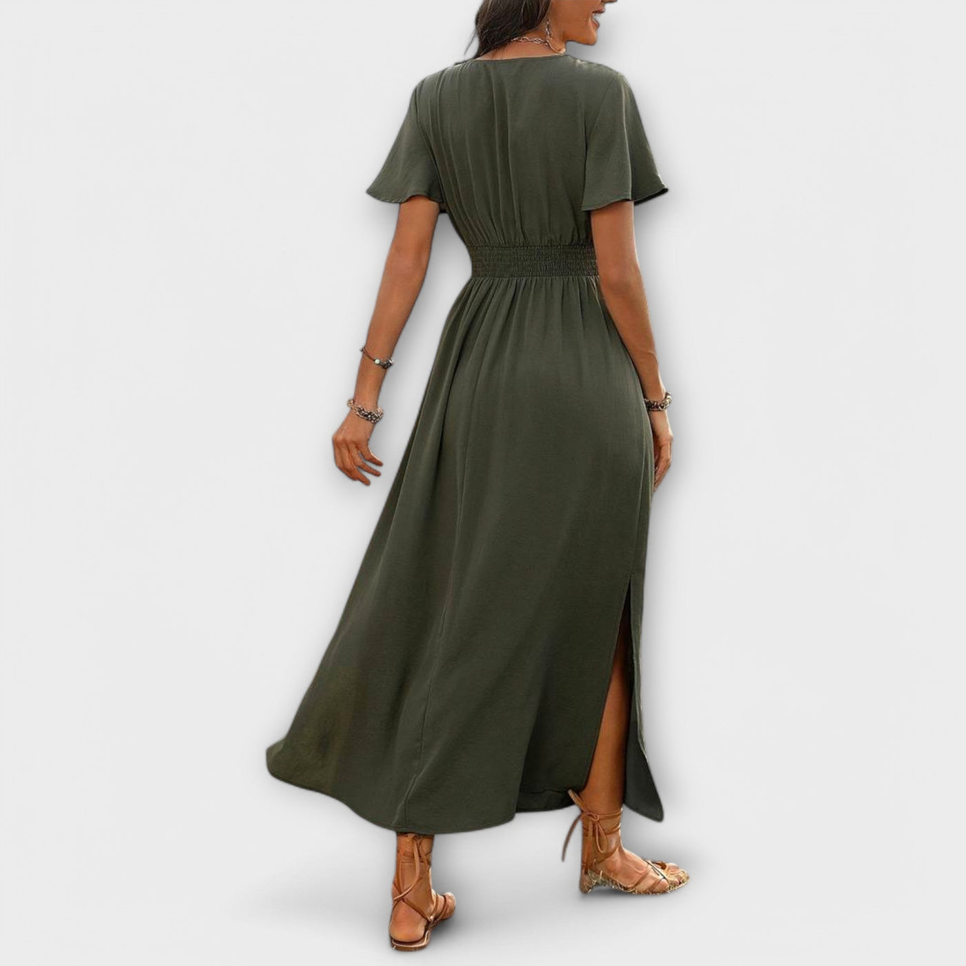 Alvera – Maxikleid mit Wickeleffekt und Seitenschlitz
