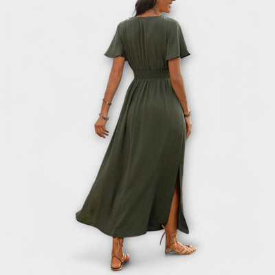 Alvera – Maxikleid mit Wickeleffekt und Seitenschlitz