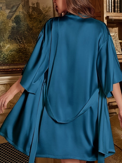 Bequemes Satin Schlafrobe & Kleid Pyjama Set Für Damen | Perfekt für den Alltag