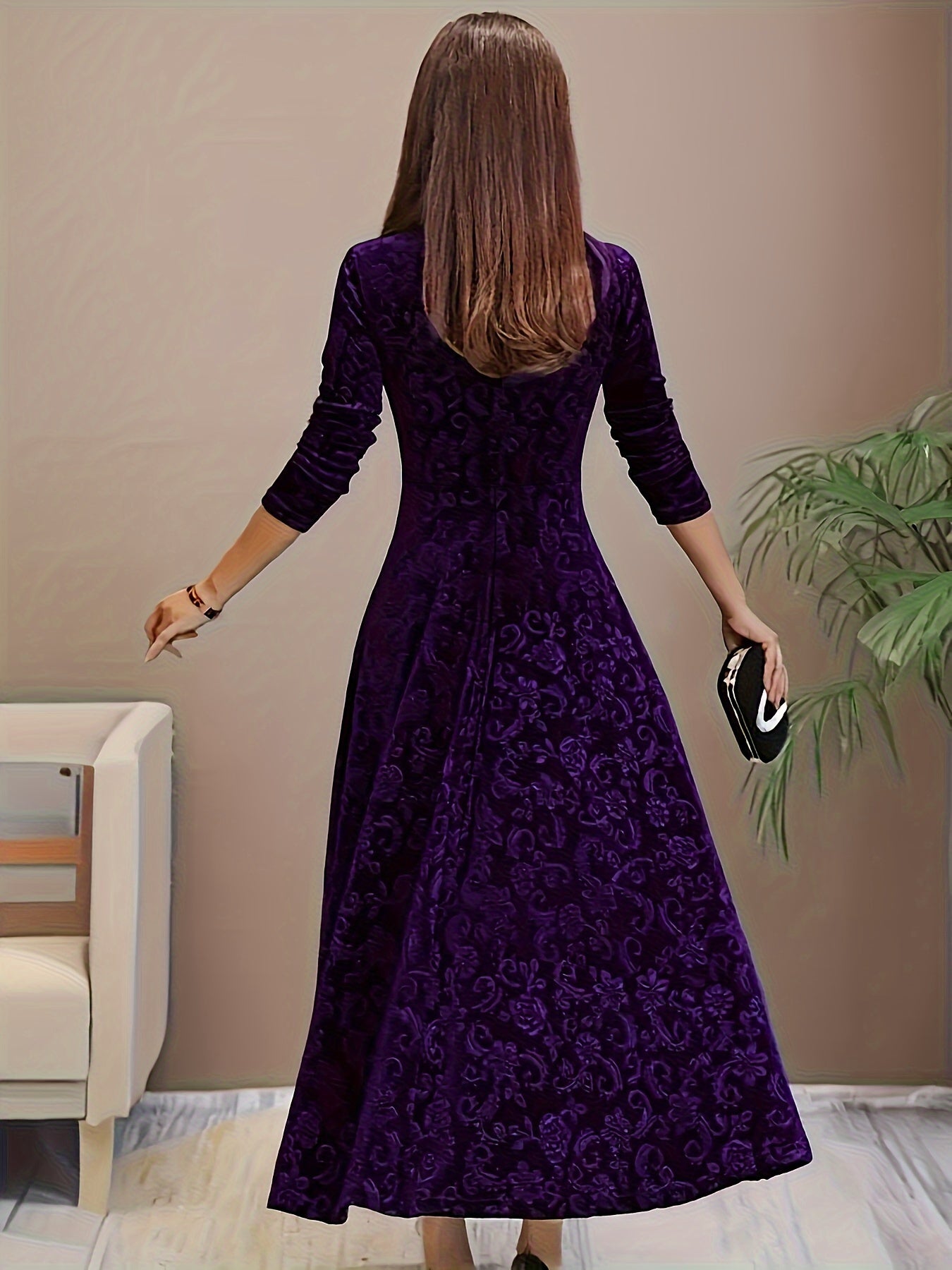 Stylische Baumwollblumenmusterformelle Kleid Für Damen | Für formelle Anlässe