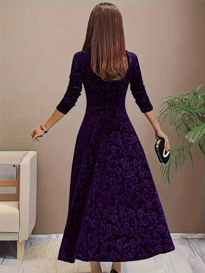 Stylische Baumwollblumenmusterformelle Kleid Für Damen | Für formelle Anlässe