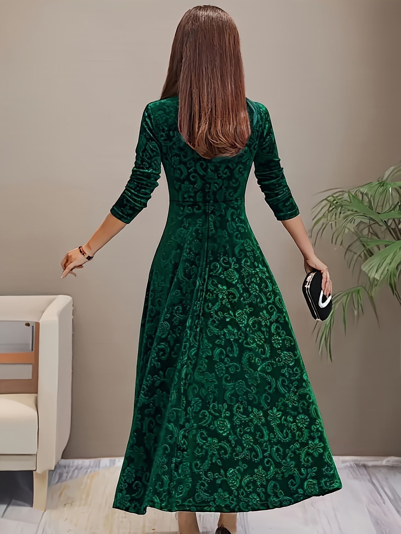 Stylische Baumwollblumenmusterformelle Kleid Für Damen | Für formelle Anlässe