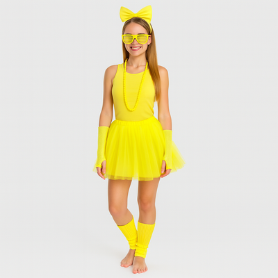 80er Jahre Damen Kostümset – Retro 6-teiliges Outfit für Party & Halloween