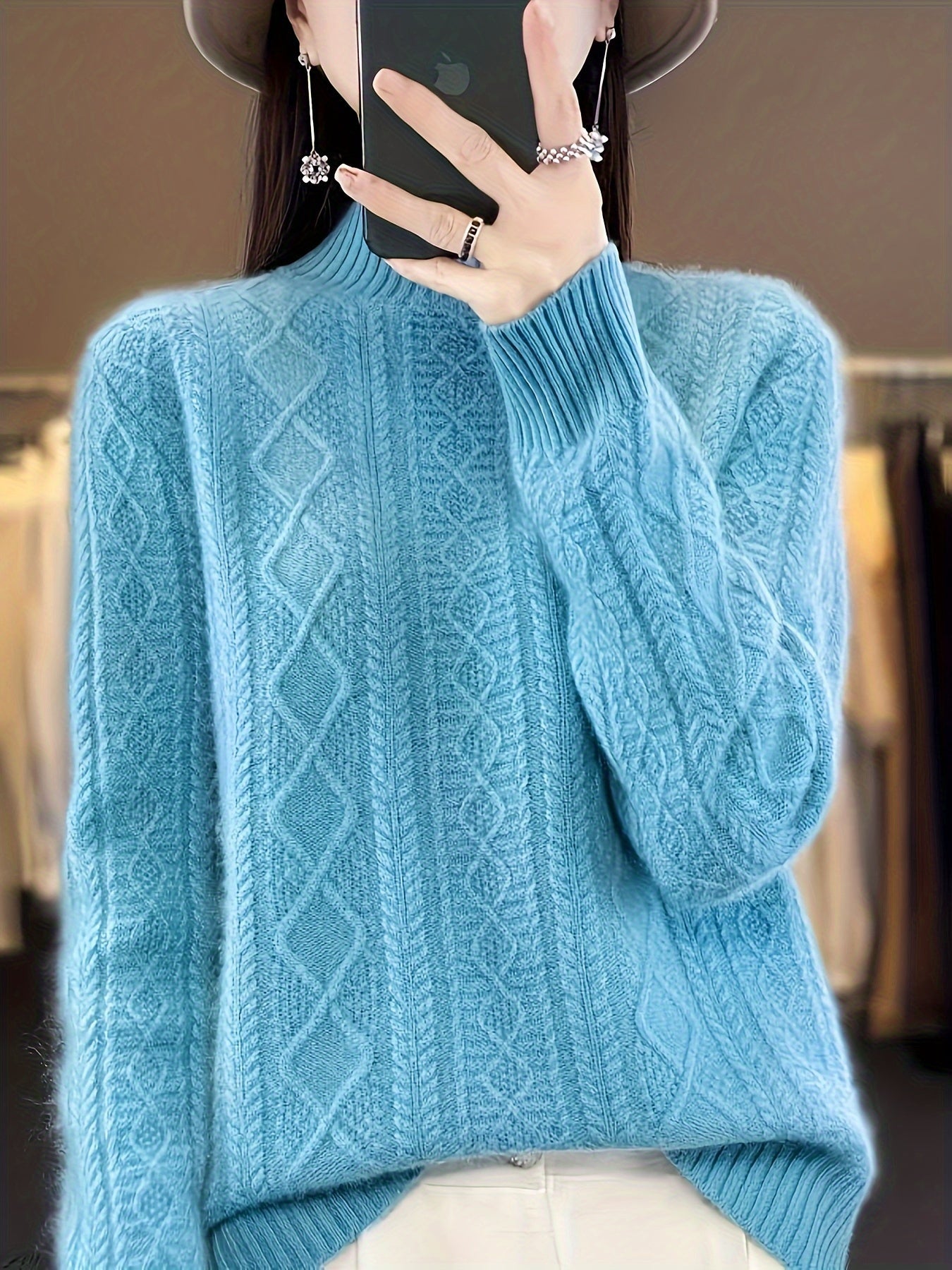 Bequemer gestrickter Pullover mit langen, kuscheligen Ärmeln für Damen | Perfekt für zwanglose Tage