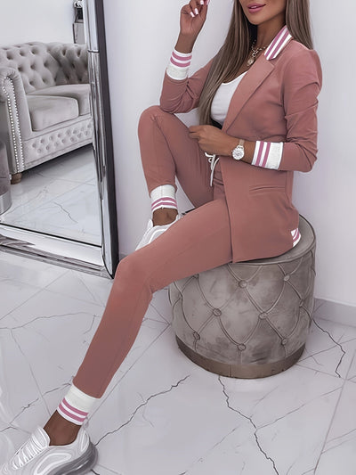 Elegante Front Lange Ärmel & Schlanke Hose Blazer Set Für Damen | Ideal für jedes Event
