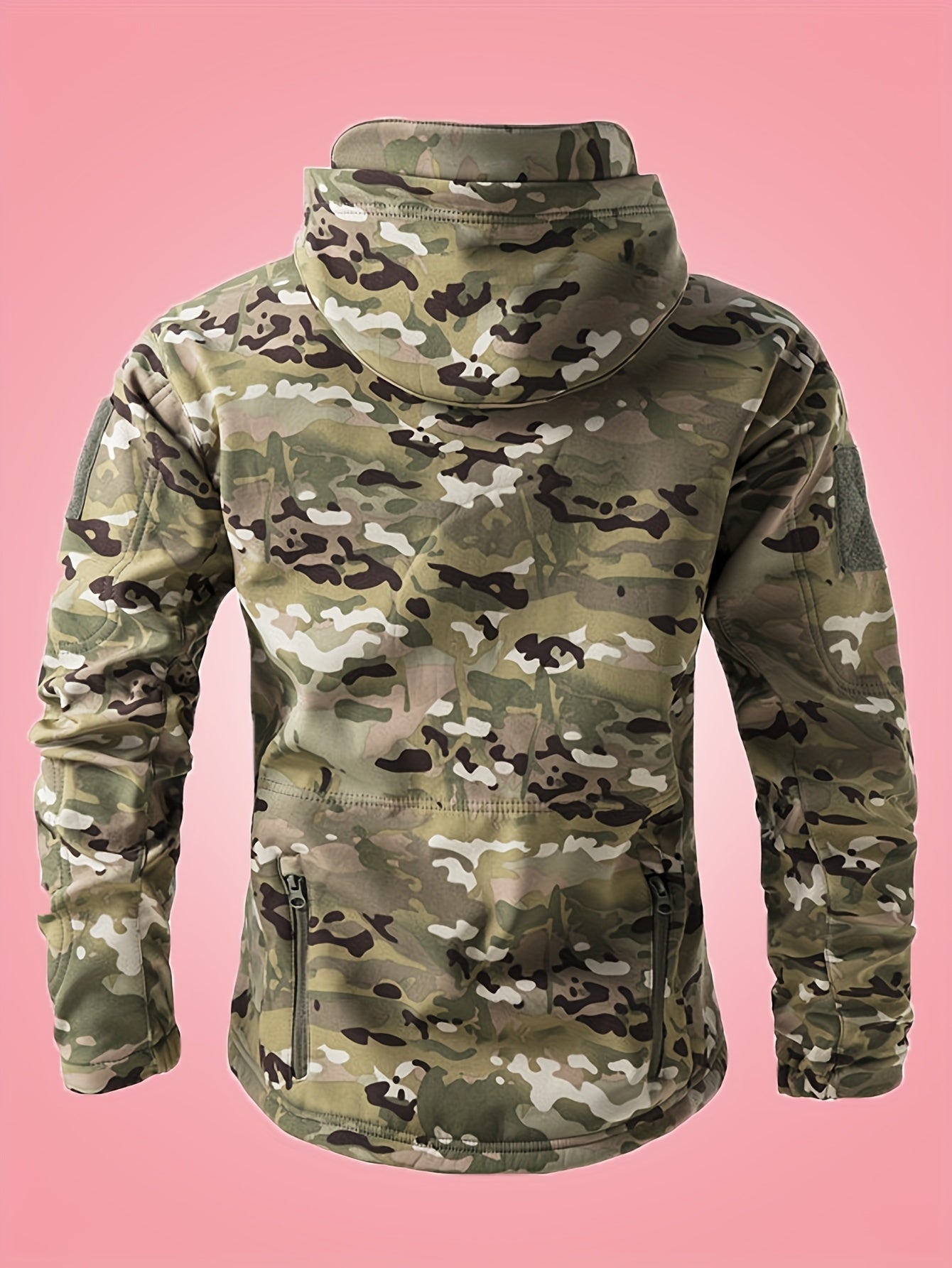 Warme Militärische Tarn-Windbreaker-Outdoorjacke Mit Reißverschlusstaschen Für Herren | Ideal für Outdoor-Aktivitäten