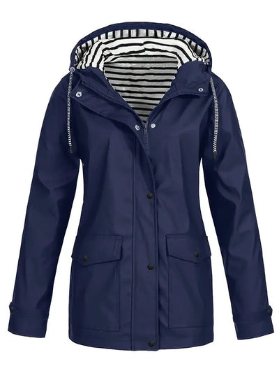 Stilvolle wasserdichte Jacke mit gestreiftem Futter für Damen