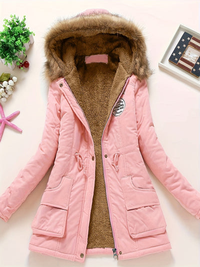 Gemütlicher Fleecegefütterter Kapuzen Wintermantel für Damen | Ideal für Herbst/Winter