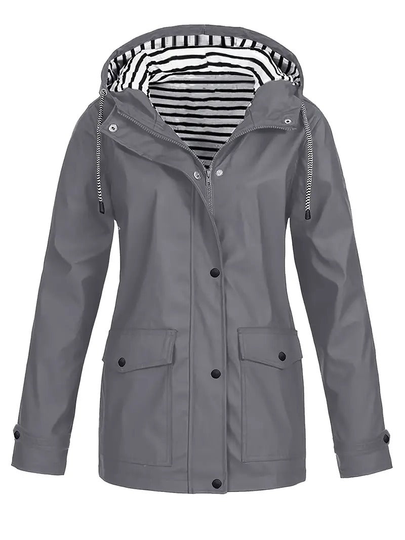 Stilvolle wasserdichte Jacke mit gestreiftem Futter für Damen
