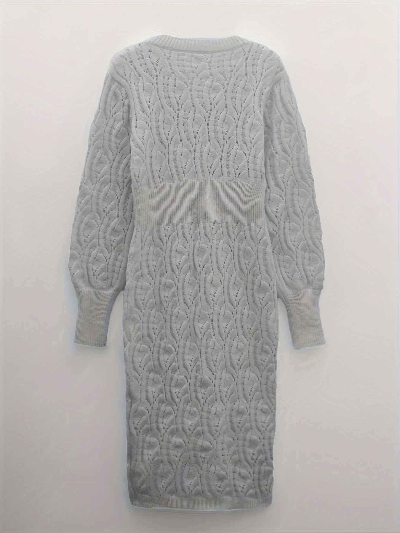 Lässiges Baumwoll Einfarbige Ösen V-Ausschnitt Midi Pullover Kleid Für Damen | Perfekt für Casual Days