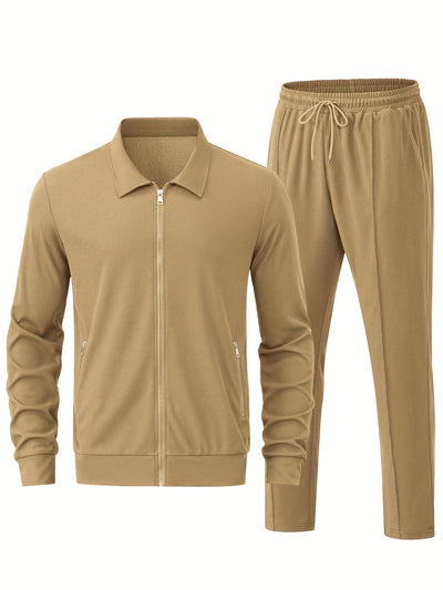 Warmer Einfarbiger Reißverschluss Trainingsanzug Mit Jacke Und Jogginghose Für Herren | Perfekt für Outdoor-Aktivitäten