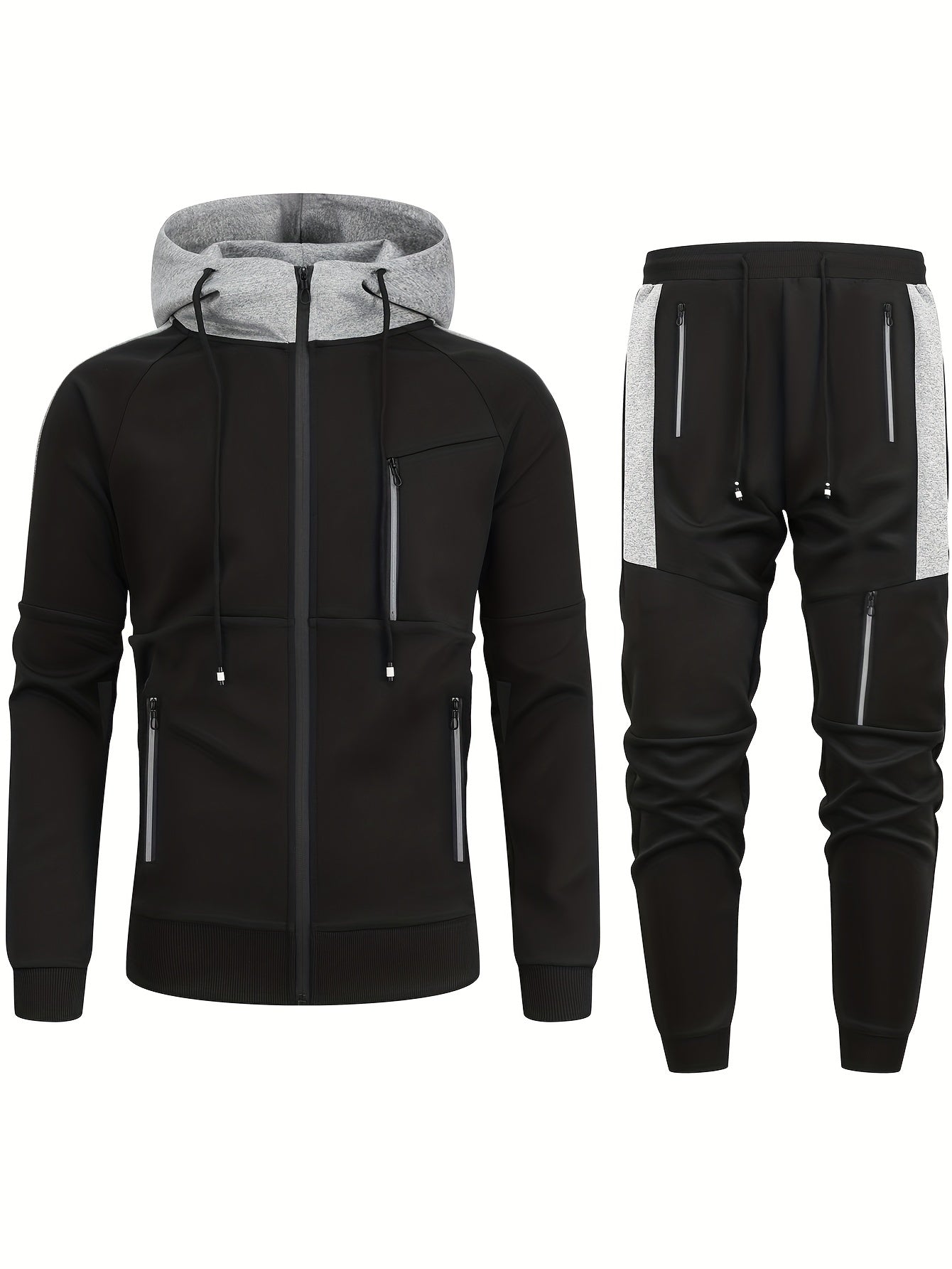 Casual Vollständiger Reißverschluss Hoodie Und Jogginghose Trainingsanzug Für Herren | Perfekt für Freizeitaktivitäten