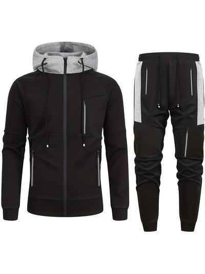 Casual Vollständiger Reißverschluss Hoodie Und Jogginghose Trainingsanzug Für Herren | Perfekt für Freizeitaktivitäten
