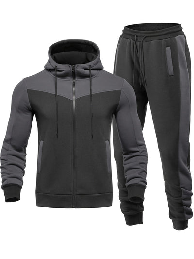 Casual Kapuzen Trainingsanzug Mit Jacke Mit Kragen Und Hose Für Herren | Perfekt Für Freizeitaktivitäten