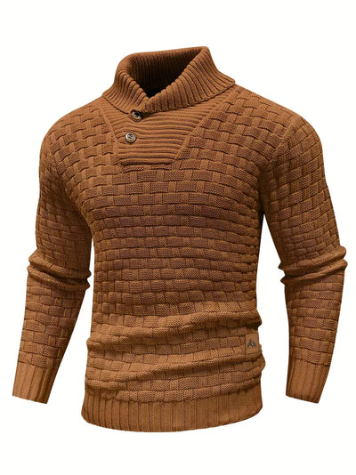 Strickpullover mit Schalkragen und Knopfleiste für Männer