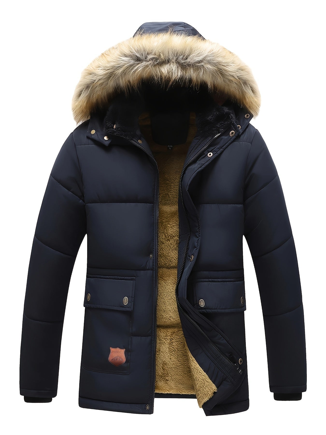 Lässige Kapuzen-Polyester-Winterjacke Für Herren | Perfekt für Outdoor-Aktivitäten