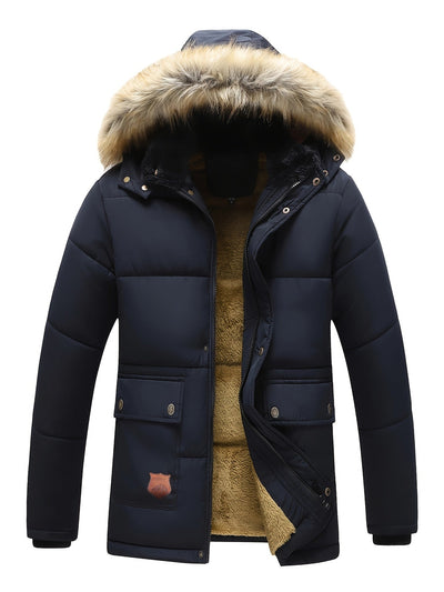 Lässige Kapuzen-Polyester-Winterjacke Für Herren | Perfekt für Outdoor-Aktivitäten