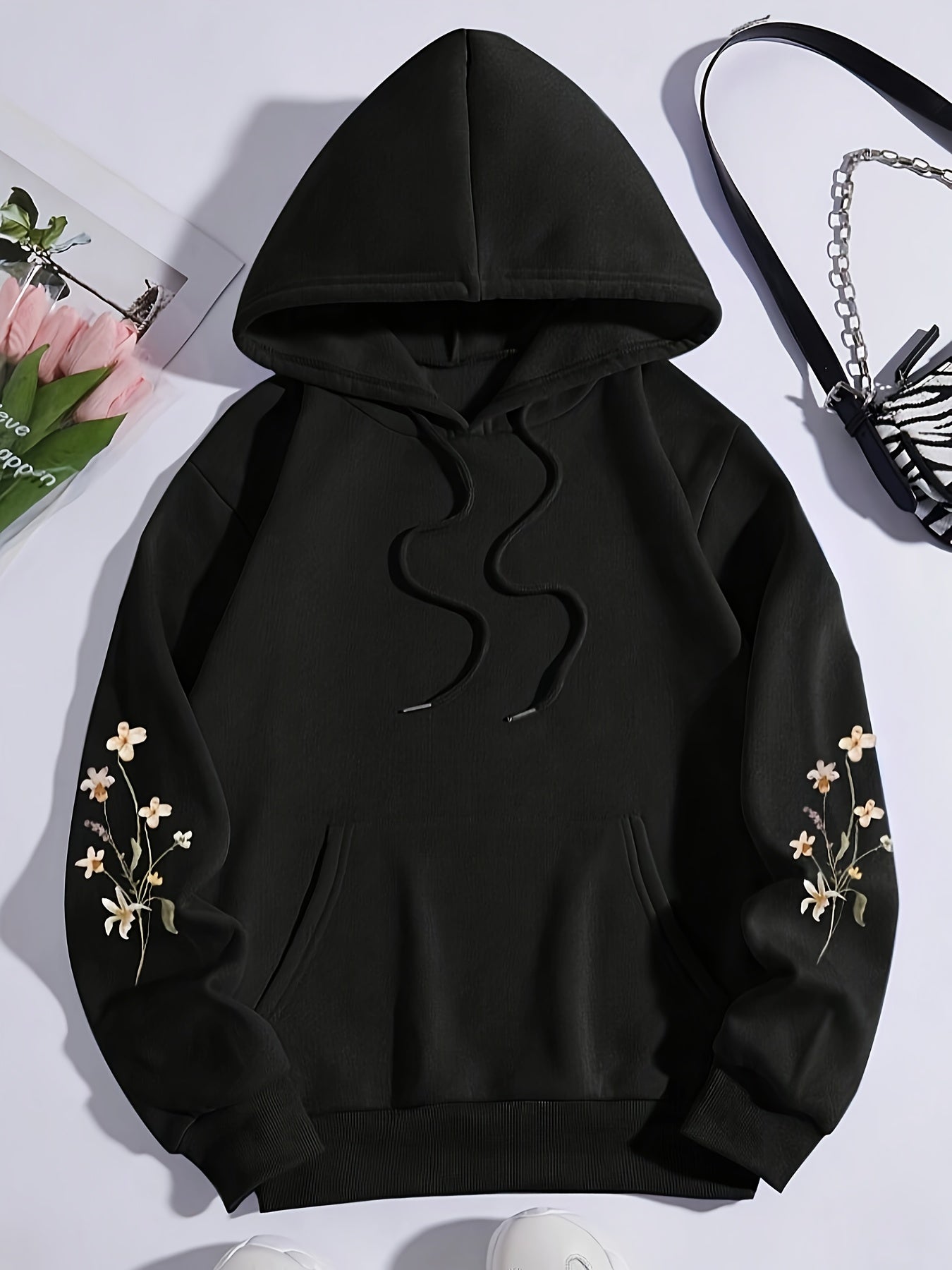 Eleganter Fleece-Pullover-Hoody mit Backprint und Kapuze für Women | Perfekt für Lässige Tage