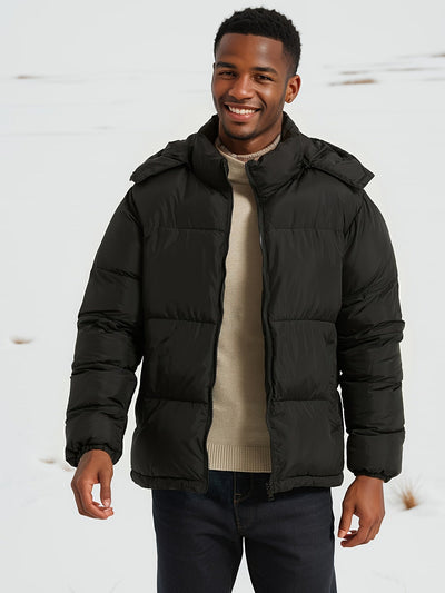 Casual Einfarbiger Hooded Daunen Parka Winterjacke mit Reissverschluss für Herren | Ideal für den Winter