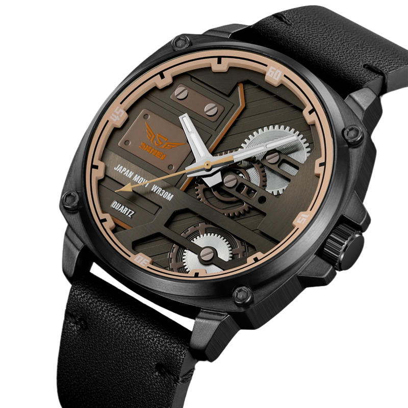 van Baerle® - Quarz Leder Herrenarmbanduhr