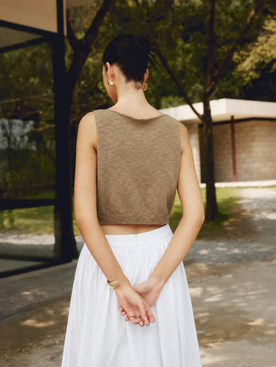 Strick-Crop-Top | Ärmellos | Minimalistischer Stil
