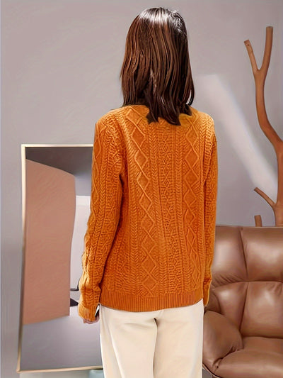 Bequemer gestrickter Pullover mit langen, kuscheligen Ärmeln für Damen | Perfekt für zwanglose Tage