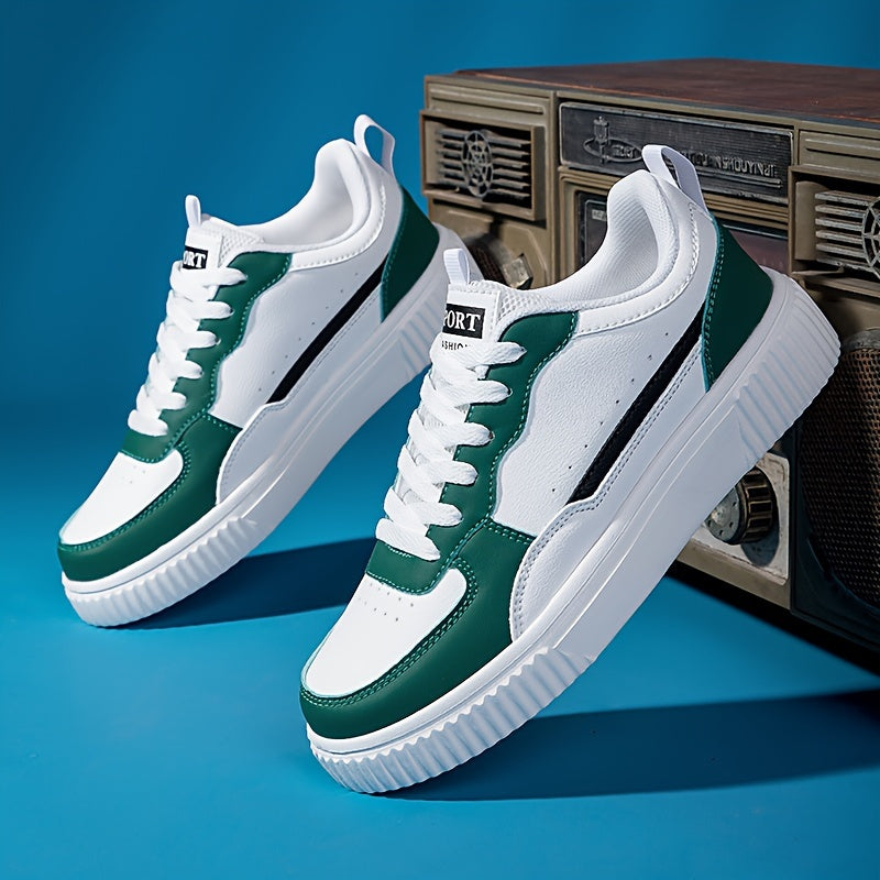 Schicke Kunstleder-Colorblock Skate Sneakers für Damen | Perfekt für Casual Days