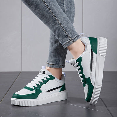 Schicke Kunstleder-Colorblock Skate Sneakers für Damen | Perfekt für Casual Days
