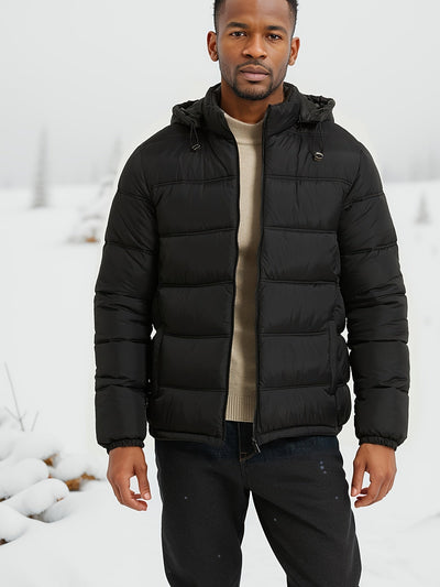 Stilvolle Glatte Einfarbige Puffer-Winterjacke Für Herren | Perfekt für Outdoor-Aktivitäten
