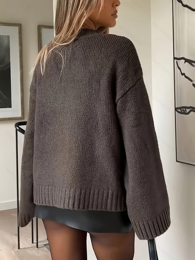 Eleganter Baumwollpullover mit langen Ärmeln und gemütlicher, lockerer Passform für Damen | Perfekt für Alltagstragen