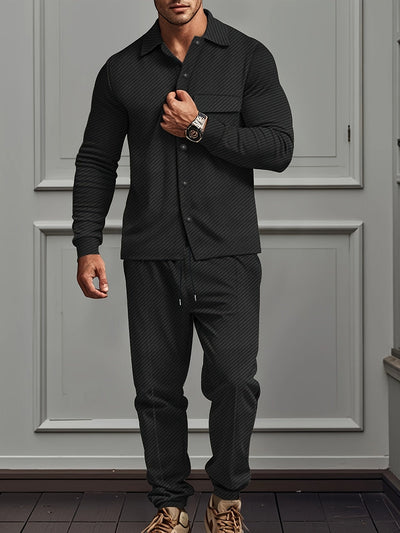 Moderner Polyester-Mischgewebe-Strick-Trainingsanzug mit Jacke und Hose für Herren | Perfekt für Outdoor-Aktivitäten