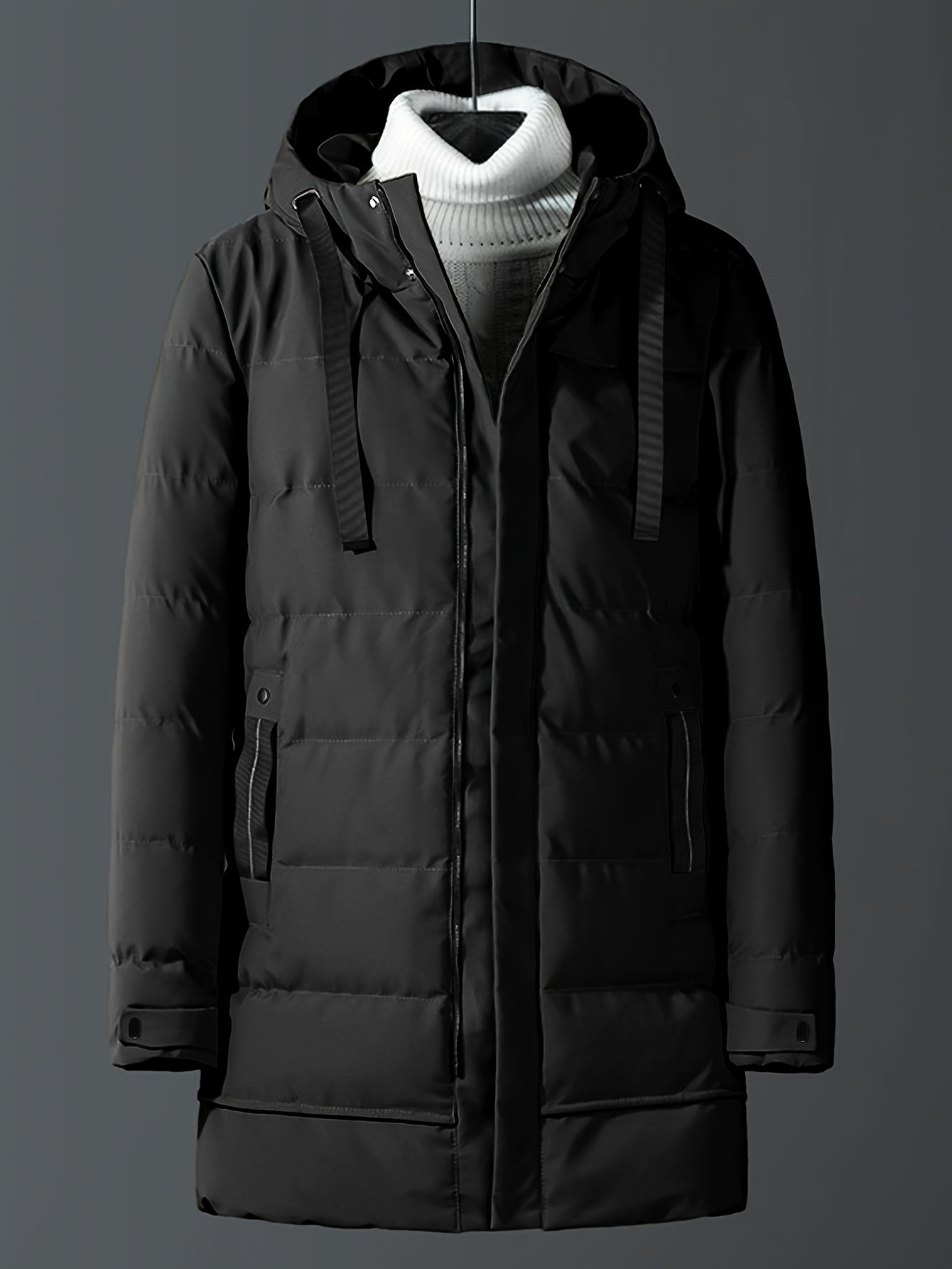 Warme Winddichte Reißverschluss Mittellange Kapuzen Winterjacke | Perfekt für Outdoor-Aktivitäten