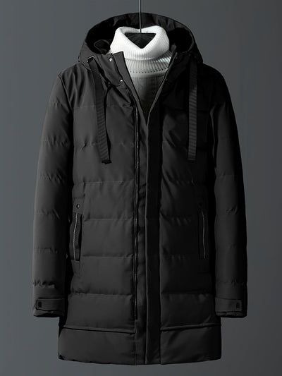 Warme Winddichte Reißverschluss Mittellange Kapuzen Winterjacke | Perfekt für Outdoor-Aktivitäten