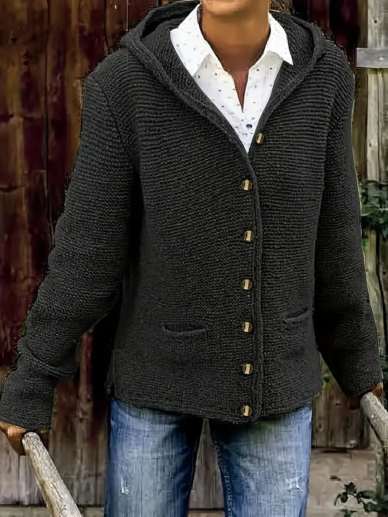 Briselda – Eleganter Strickjacke Mit Langen Ärmeln Und Kapuze